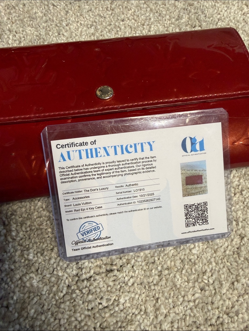 Louis Vuitton Patent Monogram Continental Wallet in Deep Red - Picture 5 of 5